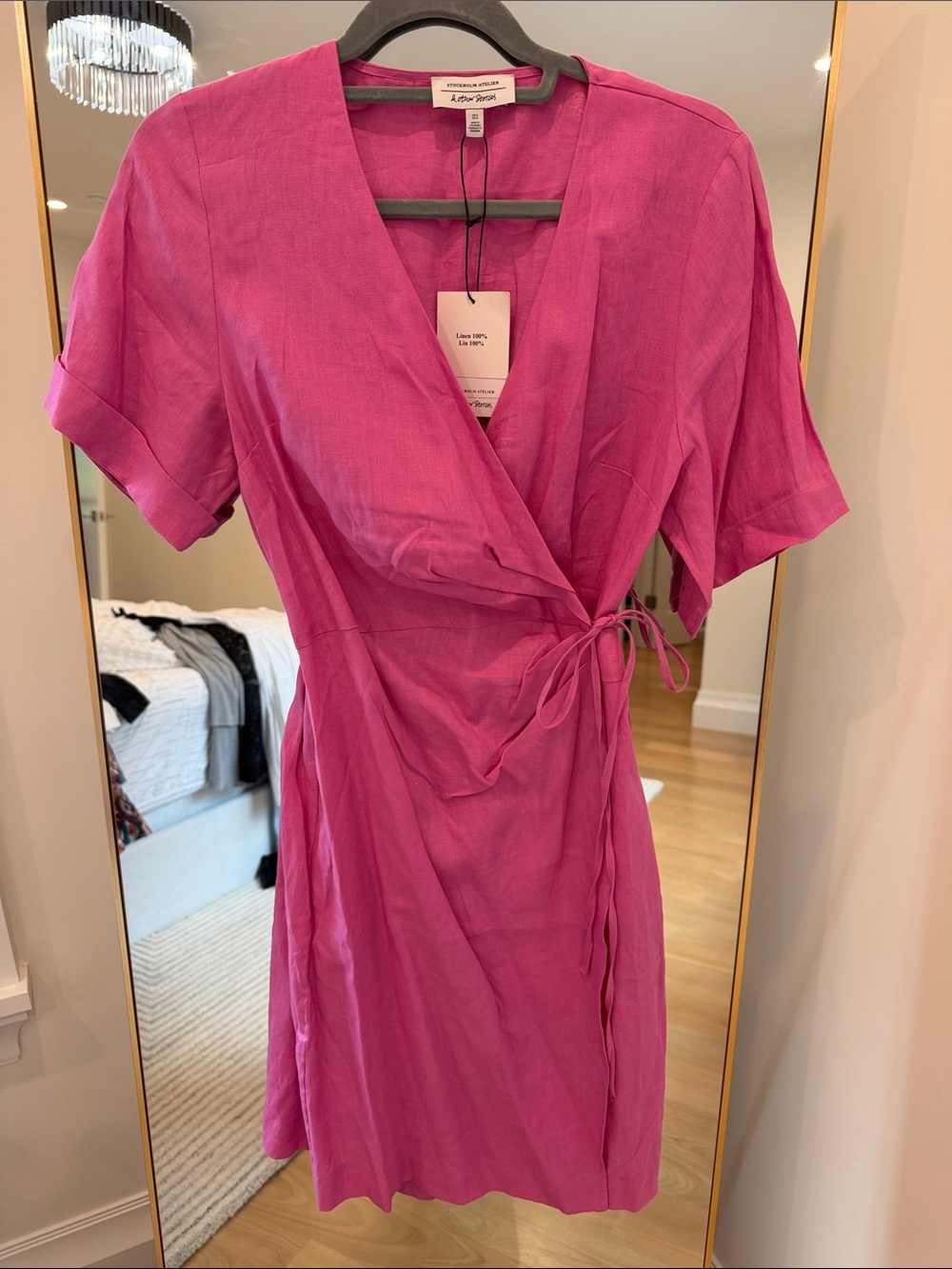 & Other Stories Fuchsia Wrap Mini Dress - Picture 3 of 3